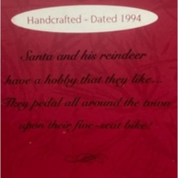 Hallmark Christmas Ornament 1994 Santa Claus Reindeer Bicycle Cyclists - Picture 4 of 11